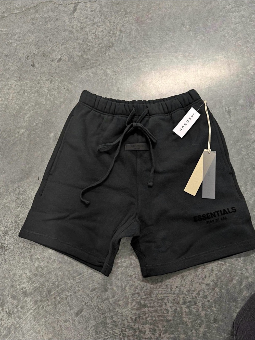 Essentials Black Athletic Fleece Shorts with Drawstring